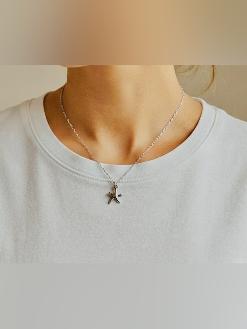 Silver Starfish Pendant Necklace